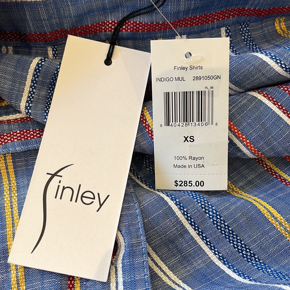 NEW! Finley blue multi color stripe shirt dress size XS - Picture 8 of 10